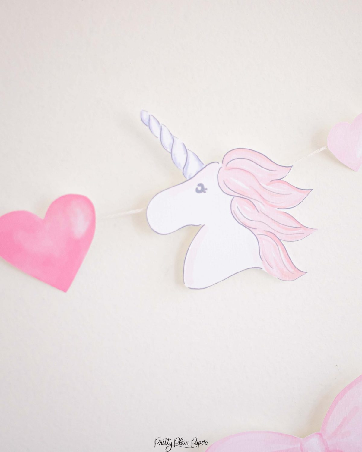 Watercolor Unicorns, Rainbows and Bows Birthday Party Banner by Pretty Plain Paper