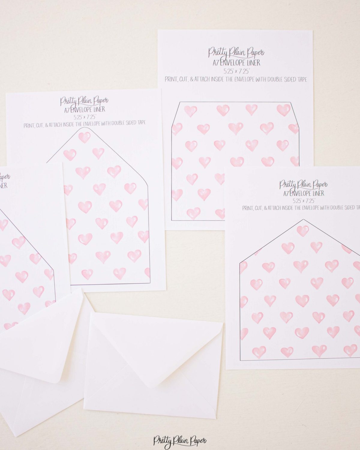 Pink Hearts Envelope Liner by Pretty Plain Pape