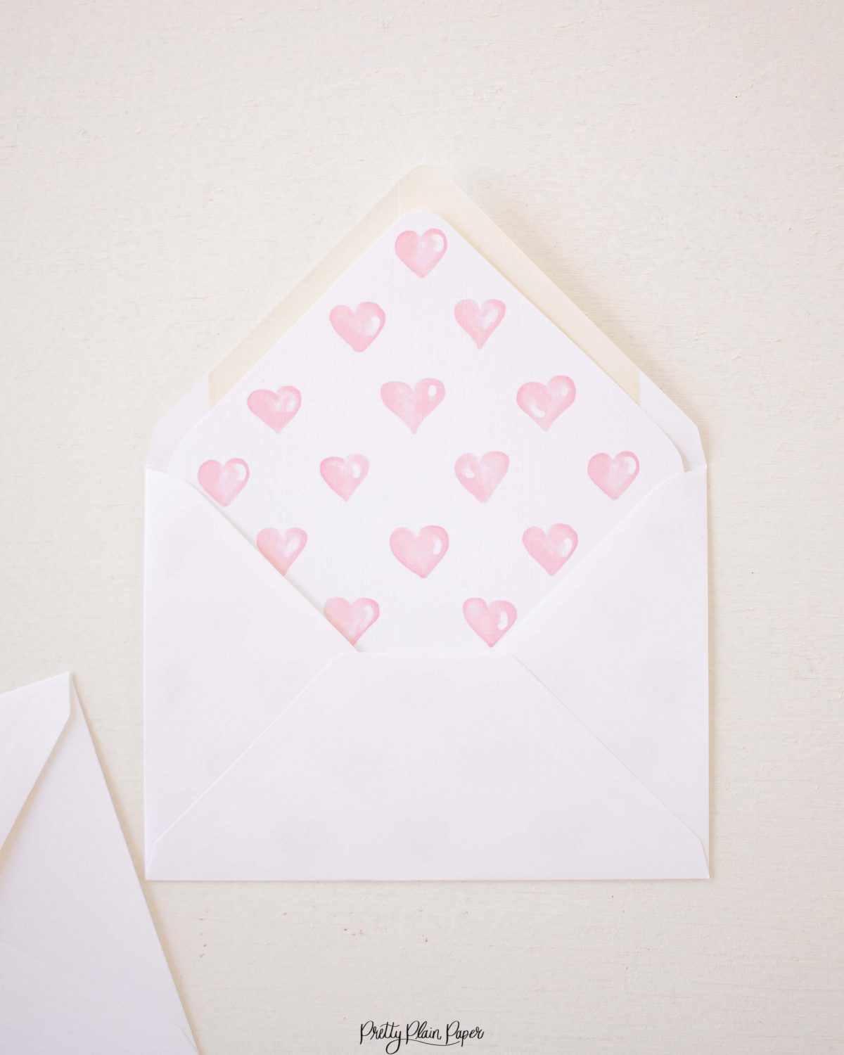 Pink Hearts Envelope Liner by Pretty Plain Pape
