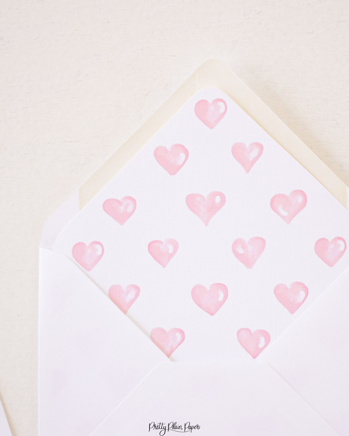 Pink Hearts Envelope Liner by Pretty Plain Pape