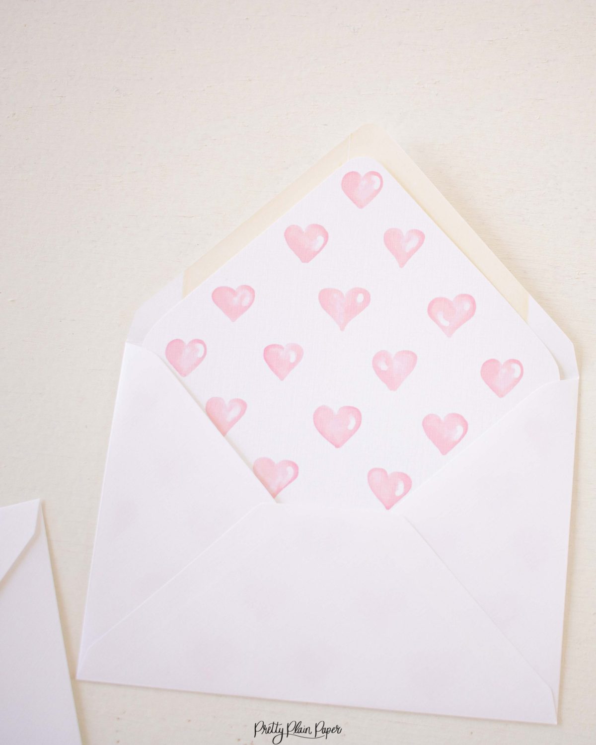 Pink Hearts Envelope Liner by Pretty Plain Pape