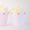 Pink Gingham Cupcake Wrappers and Pink Stripe Cupcake Wrappers with Scallop Edge by Pretty Plain Paper