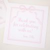 Watercolor Little Girl and Unicorn Favor Tag by Pretty Plain Paper for a Rainbow, Unicorns and Bows Birthday Party with Pink Gingham