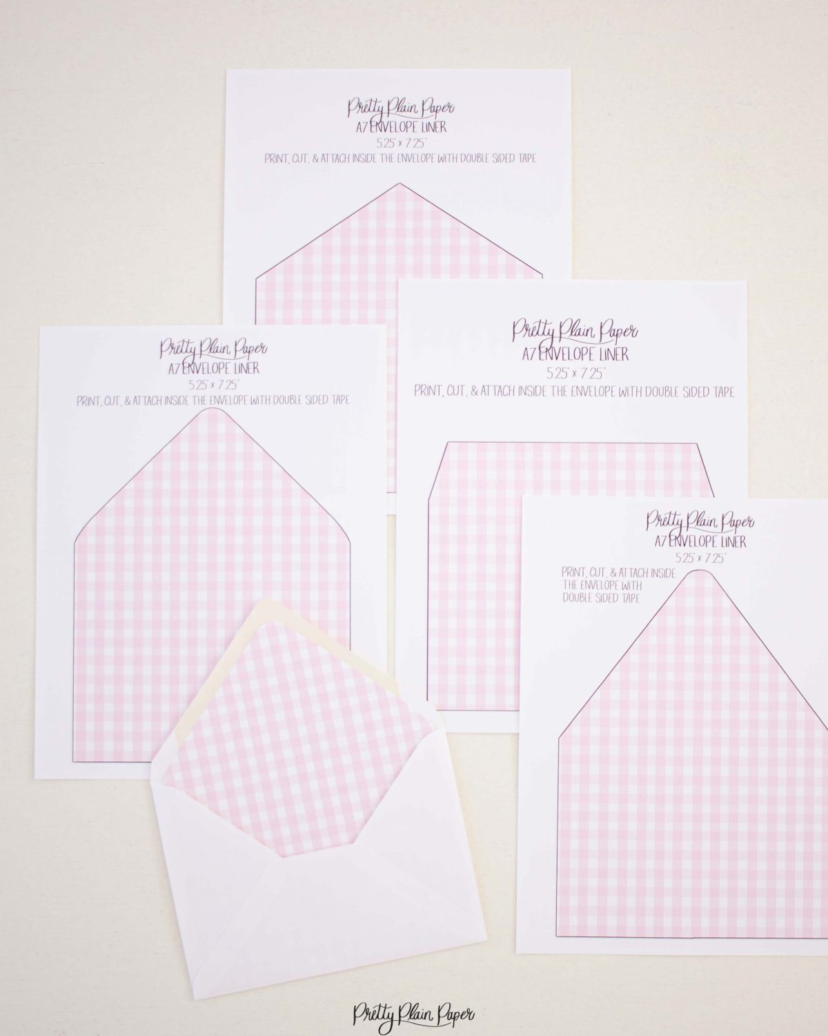 Pink Gingham Envelope Liner by Pretty Plain Paper
