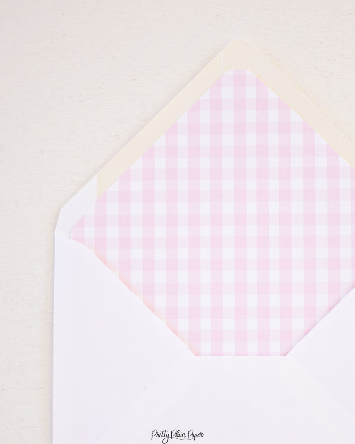 Pink Gingham Envelope Liner by Pretty Plain Paper