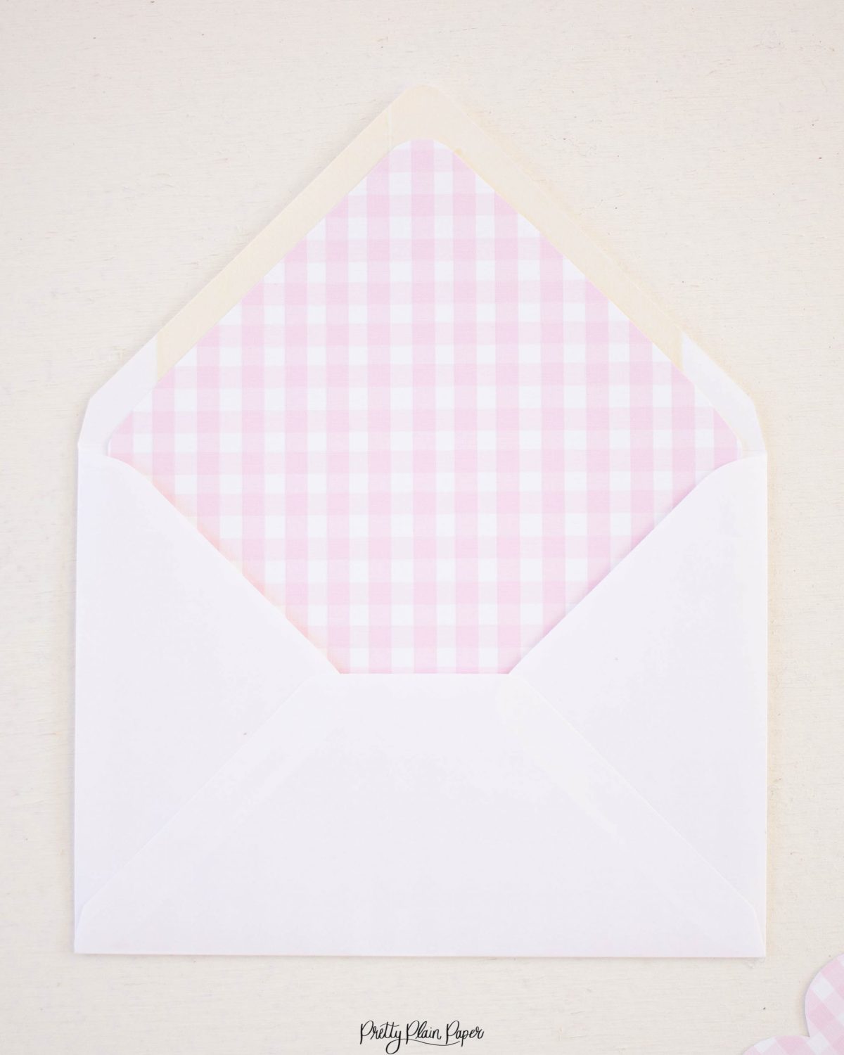Pink Gingham Envelope Liner by Pretty Plain Paper