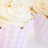 Pink Gingham Cupcake Wrappers and Pink Stripe Cupcake Wrappers with Scallop Edge by Pretty Plain Paper