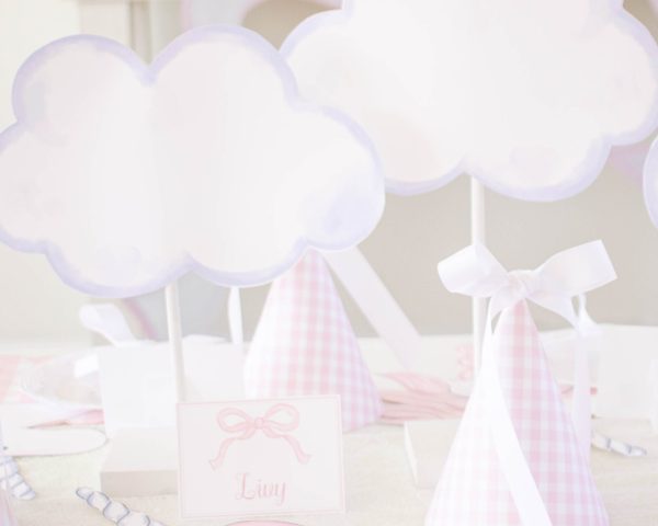 Watercolor Clouds Centerpieces by Pretty Plain Paper for a Rainbow and Unicorn Birthday Party