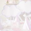 Watercolor Clouds Centerpieces by Pretty Plain Paper for a Rainbow and Unicorn Birthday Party