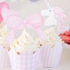 Pink Gingham Cupcake Wrappers and Pink Stripe Cupcake Wrappers with Scallop Edge by Pretty Plain Paper