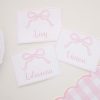 Watercolor Pink Bow Place Cards by Pretty Plain Paper for a Pink Bow Birthday or Pink Bow Baby Shower