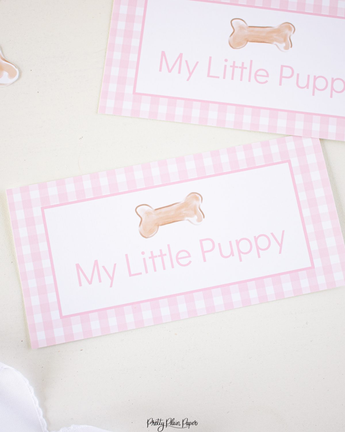 Adopt a Puppy Printable Adoption Boxes Labels for a Pink Puppy Party Favor or Party Activity by Pretty Plain Paper; A Watercolor Pink Puppy Party Set
