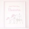 Paint a Unicorn Sign for a Unicorn Party Favor or Party Activity by Pretty Plain Paper; A Watercolor Unicorn Party Set