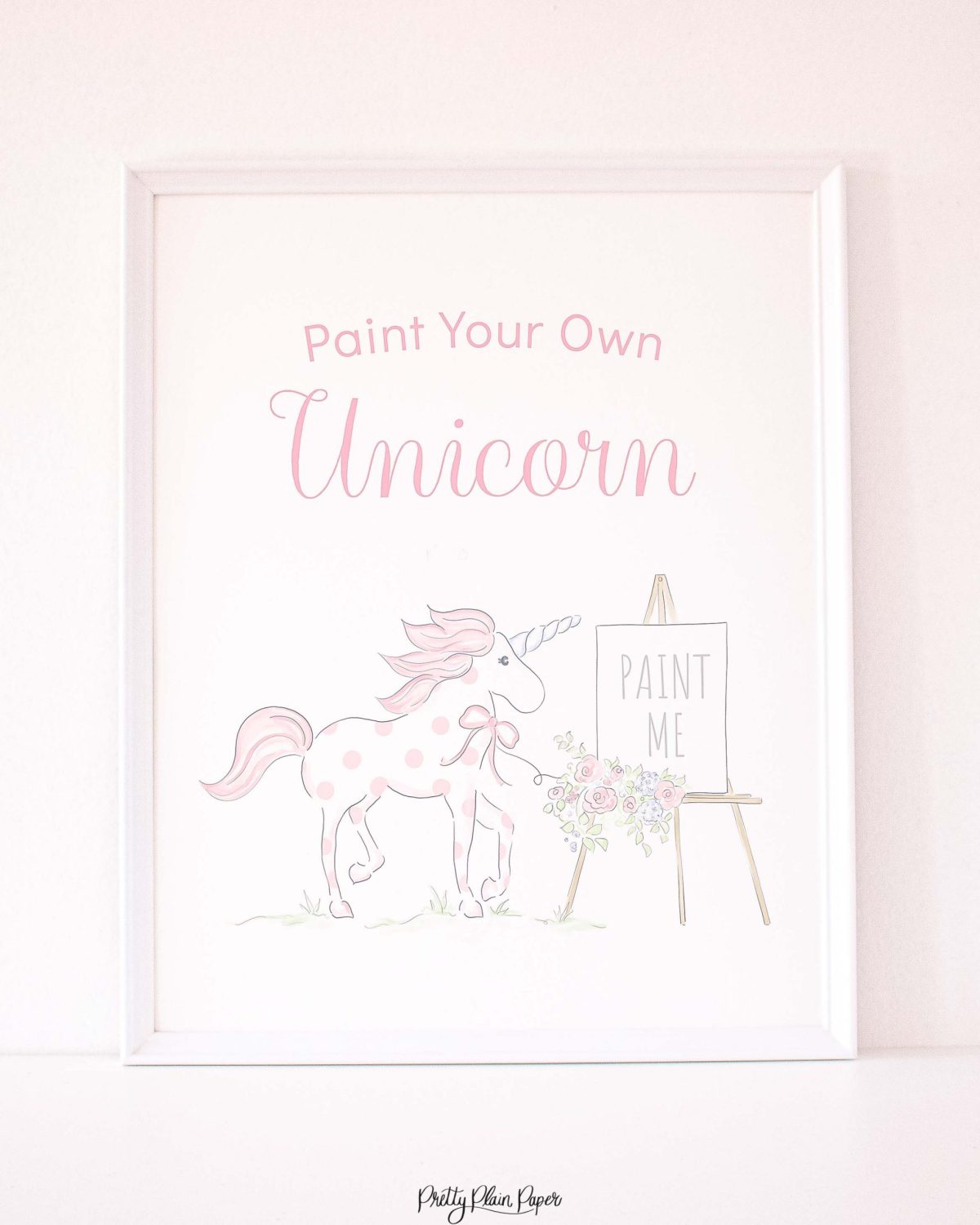 Paint a Unicorn Sign for a Unicorn Party Favor or Party Activity by Pretty Plain Paper; A Watercolor Unicorn Party Set