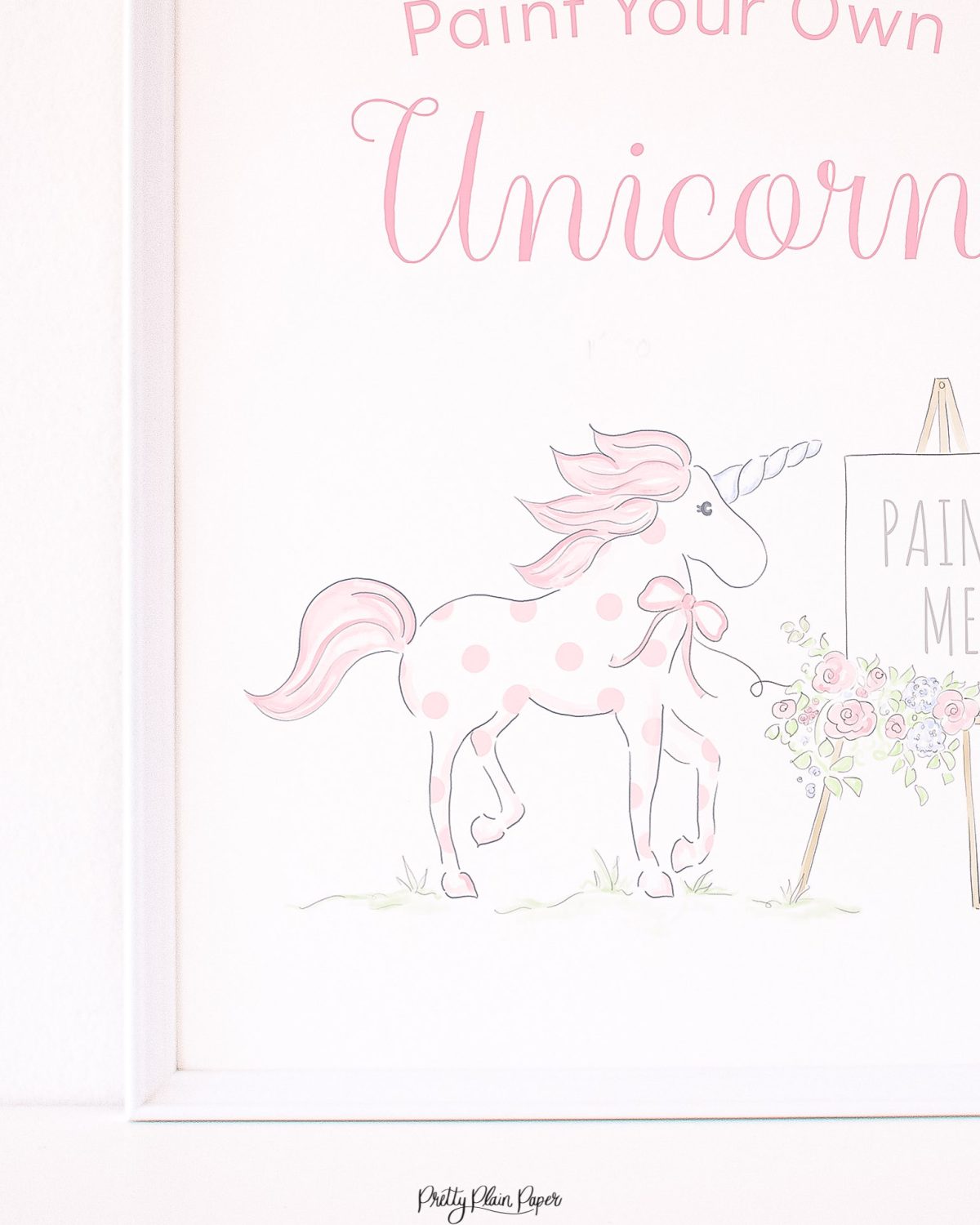 Paint a Unicorn Sign for a Unicorn Party Favor or Party Activity by Pretty Plain Paper; A Watercolor Unicorn Party Set