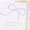 Watercolor Simple Blue Bow Birthday Invitation by Pretty Plain Paper for a Simple Bow Birthday Party