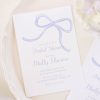 Watercolor Simple Blue Bow Bridal Shower Invitation by Pretty Plain Paper for a Simple Bow Bridal Shower Party