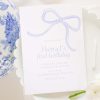 Watercolor Simple Blue Bow Birthday Invitation by Pretty Plain Paper for a Simple Bow Birthday Party