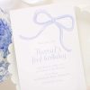 Watercolor Simple Blue Bow Birthday Invitation by Pretty Plain Paper for a Simple Bow Birthday Party