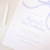 Watercolor Simple Blue Bow Birthday Invitation by Pretty Plain Paper for a Simple Bow Birthday Party