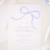 Watercolor Simple Blue Bow Birthday Invitation by Pretty Plain Paper for a Simple Bow Birthday Party