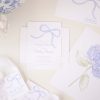 Watercolor Simple Blue Bow Bridal Shower Invitation by Pretty Plain Paper for a Simple Bow Bridal Shower Party