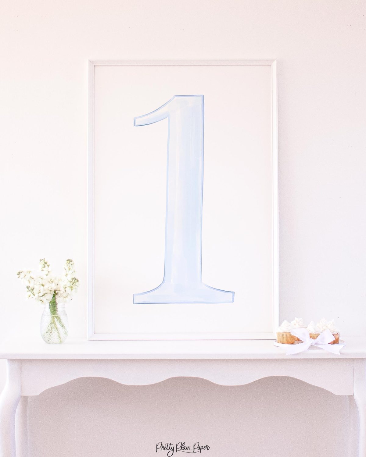 Watercolor Blue 1 Backdrop for a Blue and White Birthday by Pretty Plain Paper