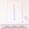 Watercolor Blue Candle Backdrop for a Blue and White Birthday by Pretty Plain Paper