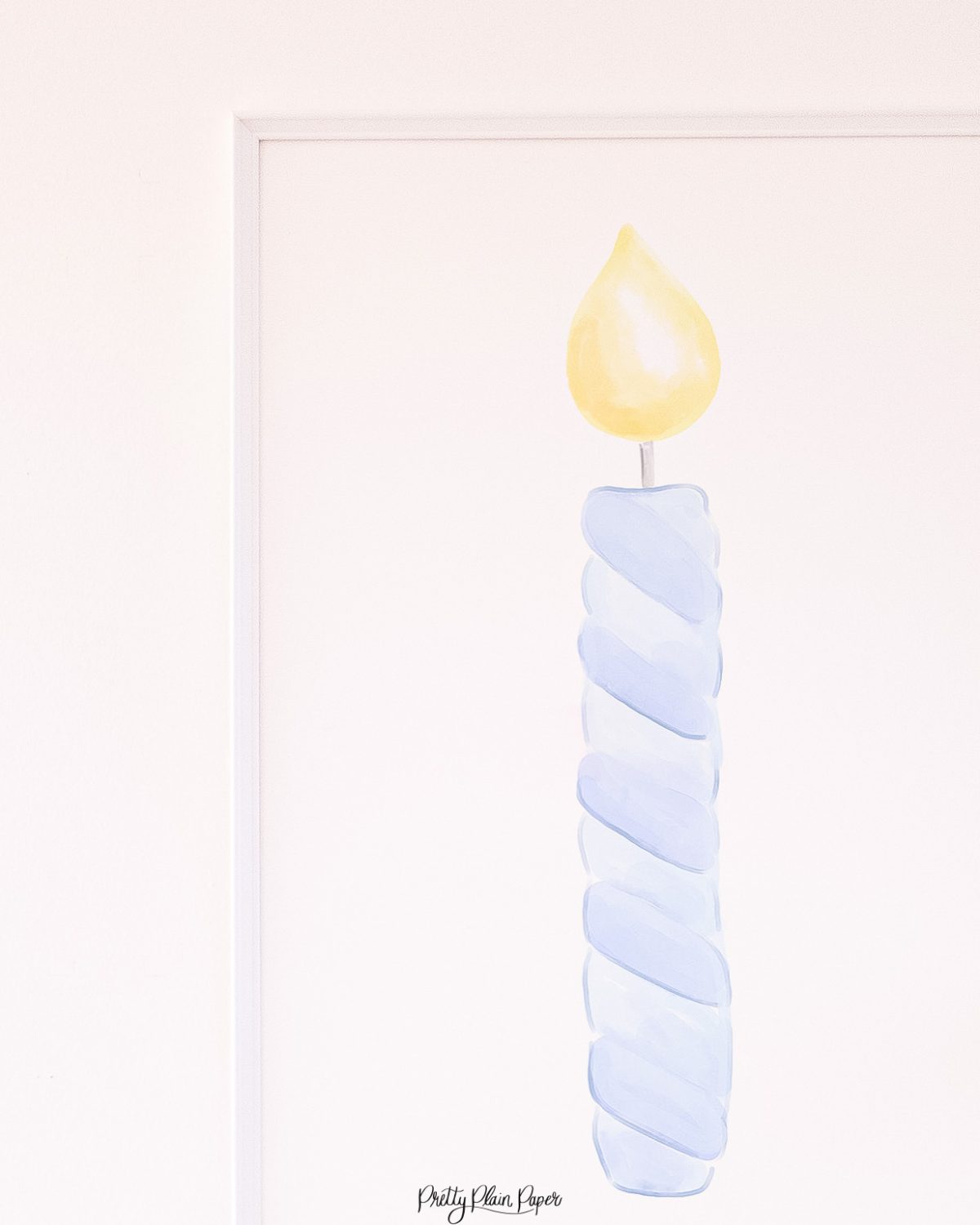 Watercolor Blue Candle Backdrop for a Blue and White Birthday by Pretty Plain Paper