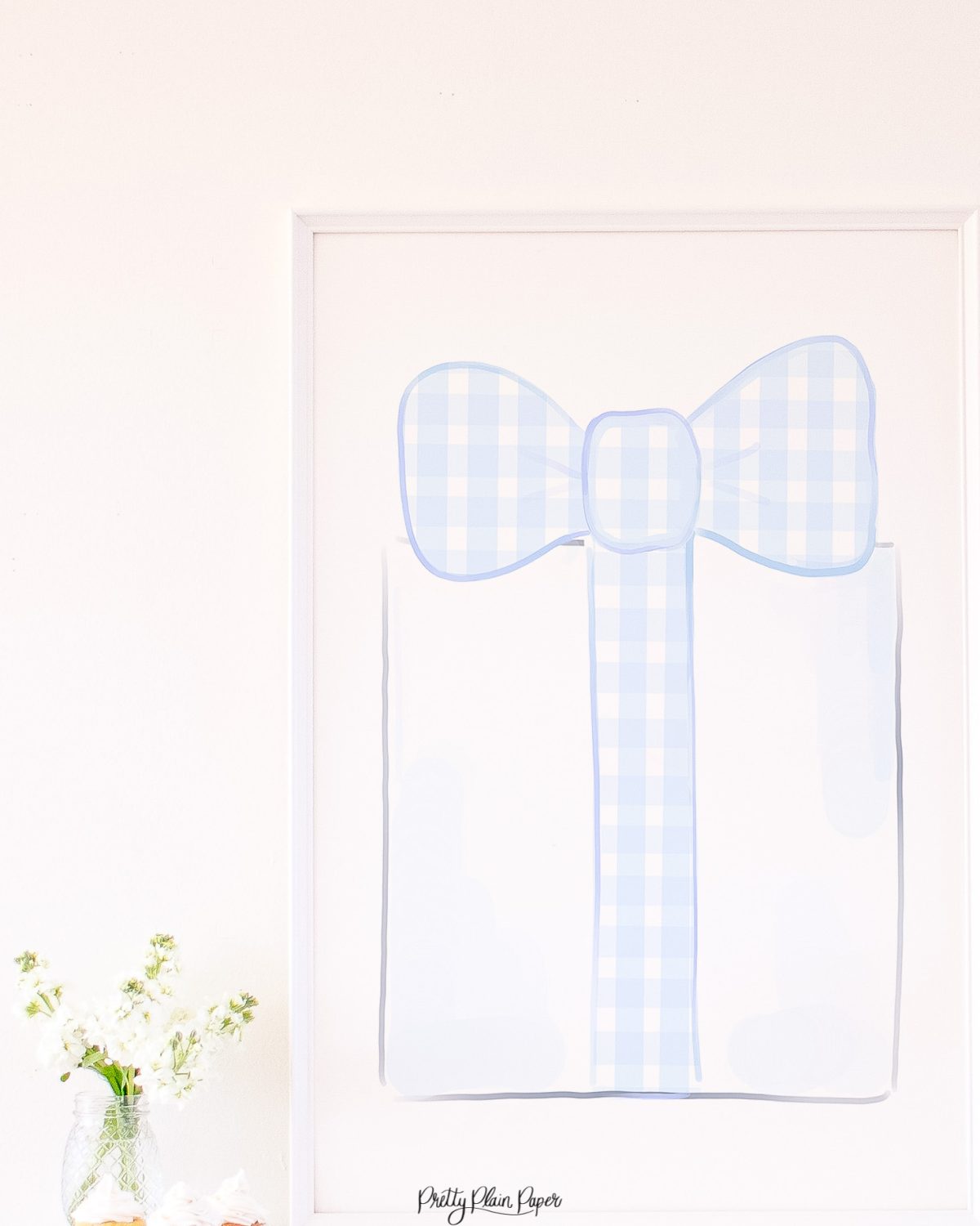 Watercolor Blue Gingham Gift Backdrop for a Blue and White Gingham Birthday by Pretty Plain Paper