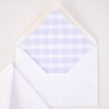 Watercolor Blue Gingham Envelope Liner by Pretty Plain Paper for a Simple, Classic, Traditional First Birthday Party for a Boy