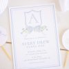 Watercolor Crest with Monogram Birthday Invitation by Pretty Plain Paper for a Watercolor Crest Theme Birthday or a Monogram Theme Birthday Party