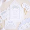 Hydrangea & Florals with Blue Bow Baby Shower Invitation by Pretty Plain Paper for a Blue Florals and Bows Baby Shower