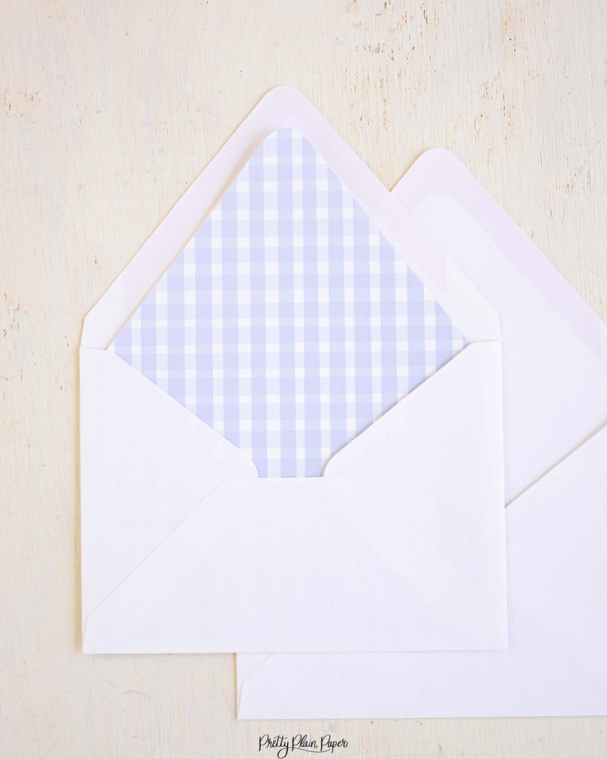 Blue Gingham Envelope Liner by Pretty Plain Paper