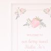 Watercolor Pink Strawberry Party Welcome Sign Board Sign by Pretty Plain Paper for a Strawberry Birthday Party or Strawberry Baby Shower