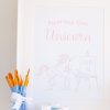 Paint a Unicorn Sign for a Unicorn Party Favor or Party Activity by Pretty Plain Paper; A Watercolor Unicorn Party Set