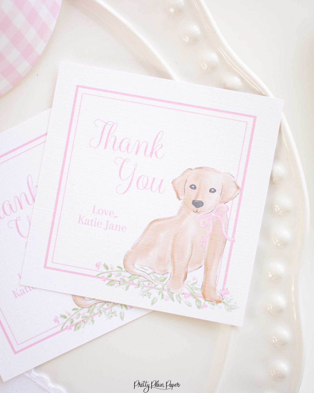 Watercolor Puppy Favor Tag, Watercolor Party by Pretty Plain Paper for a Pink Puppy Birthday Party