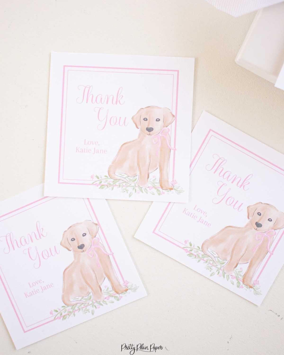 Watercolor Puppy Favor Tag, Watercolor Party by Pretty Plain Paper for a Pink Puppy Birthday Party