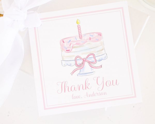 One Little Candle and One Little Cake Favor Tag by Pretty Plain Paper for a Cake Theme First Birthday Party