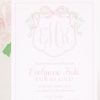 Watercolor Pink Crest with Bow Invitation