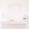 Watercolor Pink Crest with Bow Backdrop