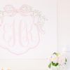 Watercolor Pink Crest with Bow Backdrop