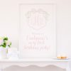 Watercolor Pink Crest with Bow Welcome Sign