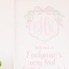 Watercolor Pink Crest with Bow Welcome Sign