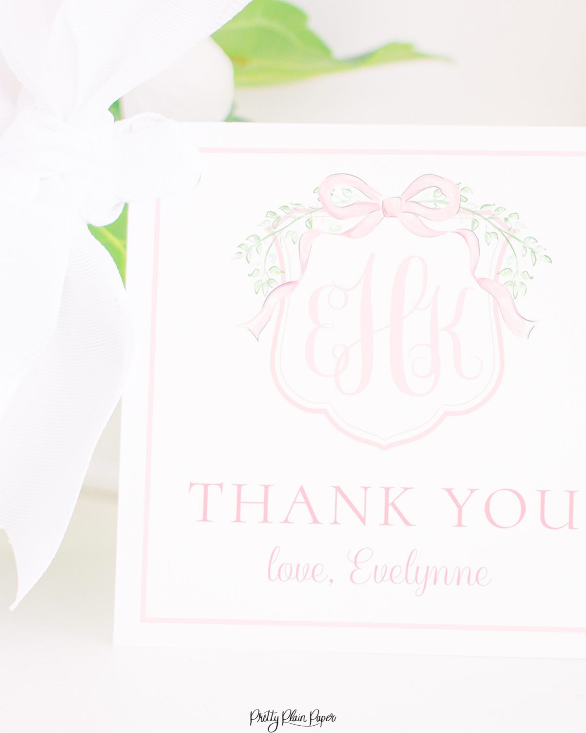 Watercolor Pink Crest with Bow Favor Tag
