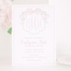 Watercolor Pink Crest with Bow Invitation