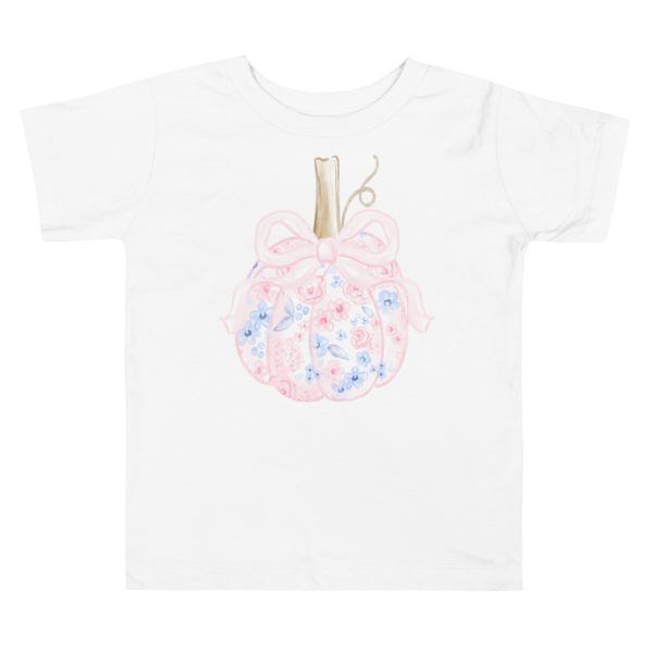 Pink & Blue Pattern Pumpkin Toddler Short Sleeve T-Shirt